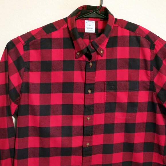 Brooks Brothers Shirt Mens Large Long Sleeve Button Flannel Lumberjack Check - Picture 1 of 5